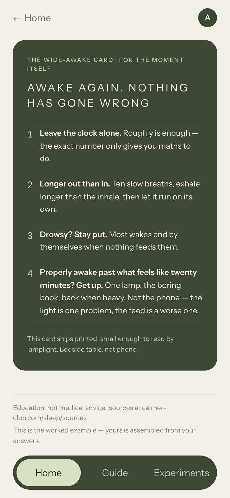 The wide-awake card: four steps for when you are awake in the night