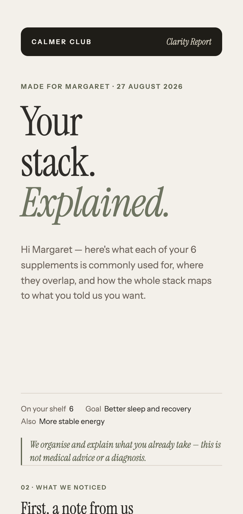 Sample Clarity Report — cover page