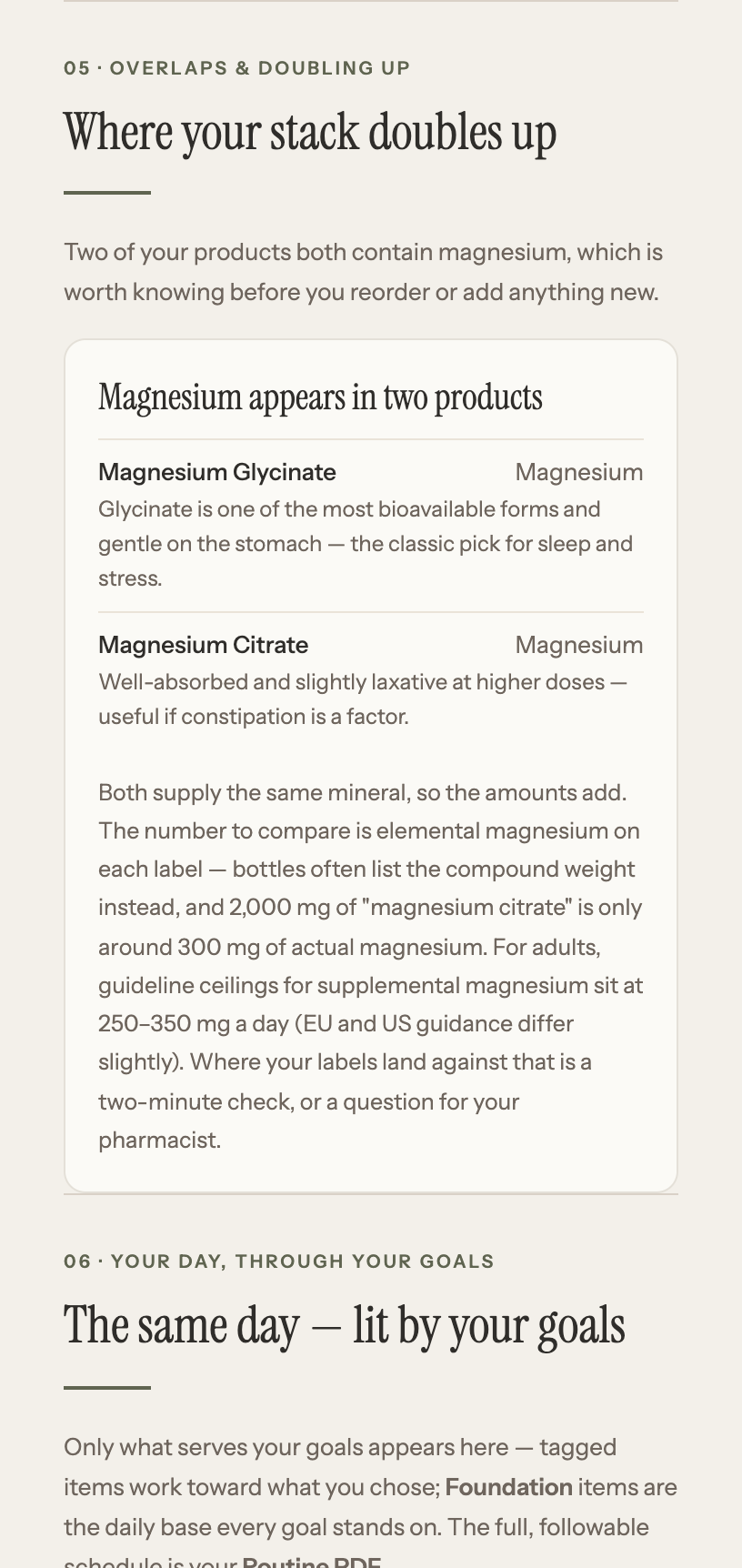 Sample Clarity Report — overlaps page